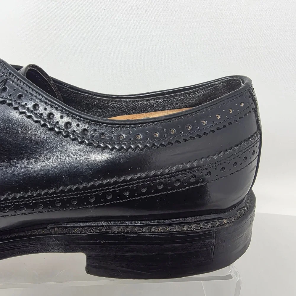 Hanover Wingtip Oxford Shoes Mens 9 D/B MasterFlex Black Leather Brogue USA Good